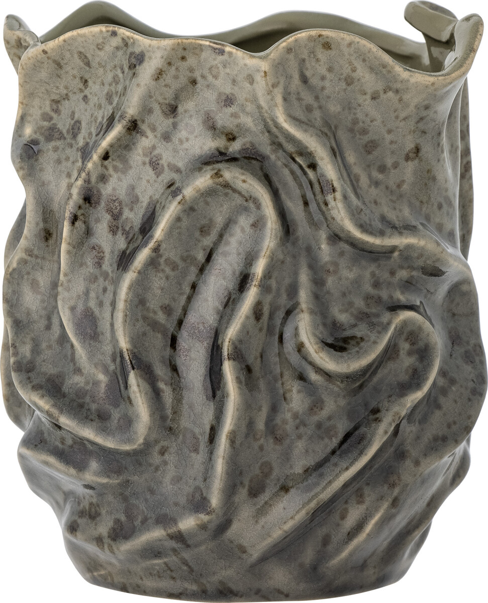 Bloomingville - Soumia Deko Vase - Grå - Stentøj - H 19 Cm