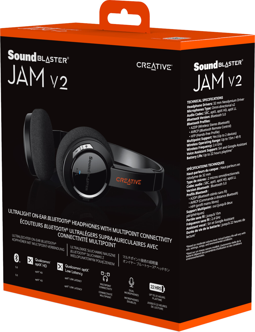 Sound Blaster Jam V2 - On-Ear Hovedtelefoner - Sort