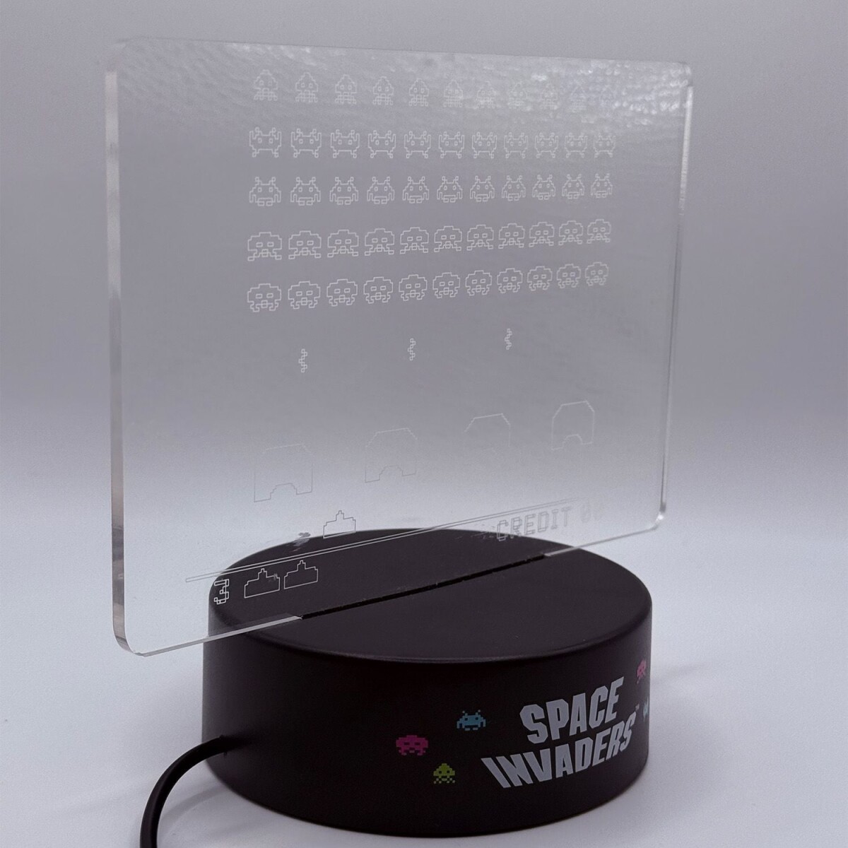 Mad Monkey - Space Invaders Lamp - Akryl Lampe Med Farveskift