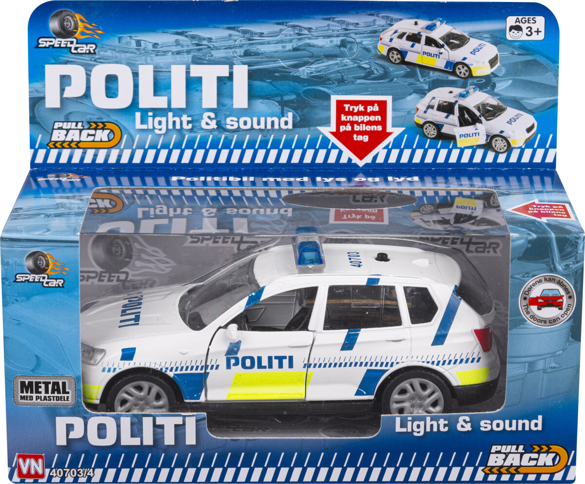 Speedcar - Dansk Politibil Med Lys Og Lyd - Assorteret