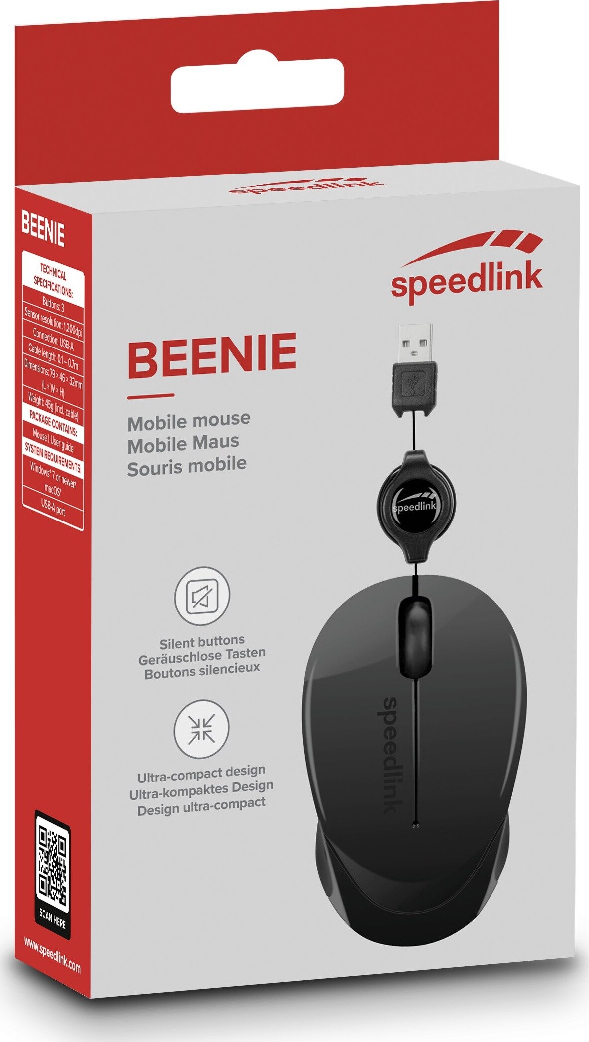Speedlink - Beenie Mobile Mouse - Wired Usb Black