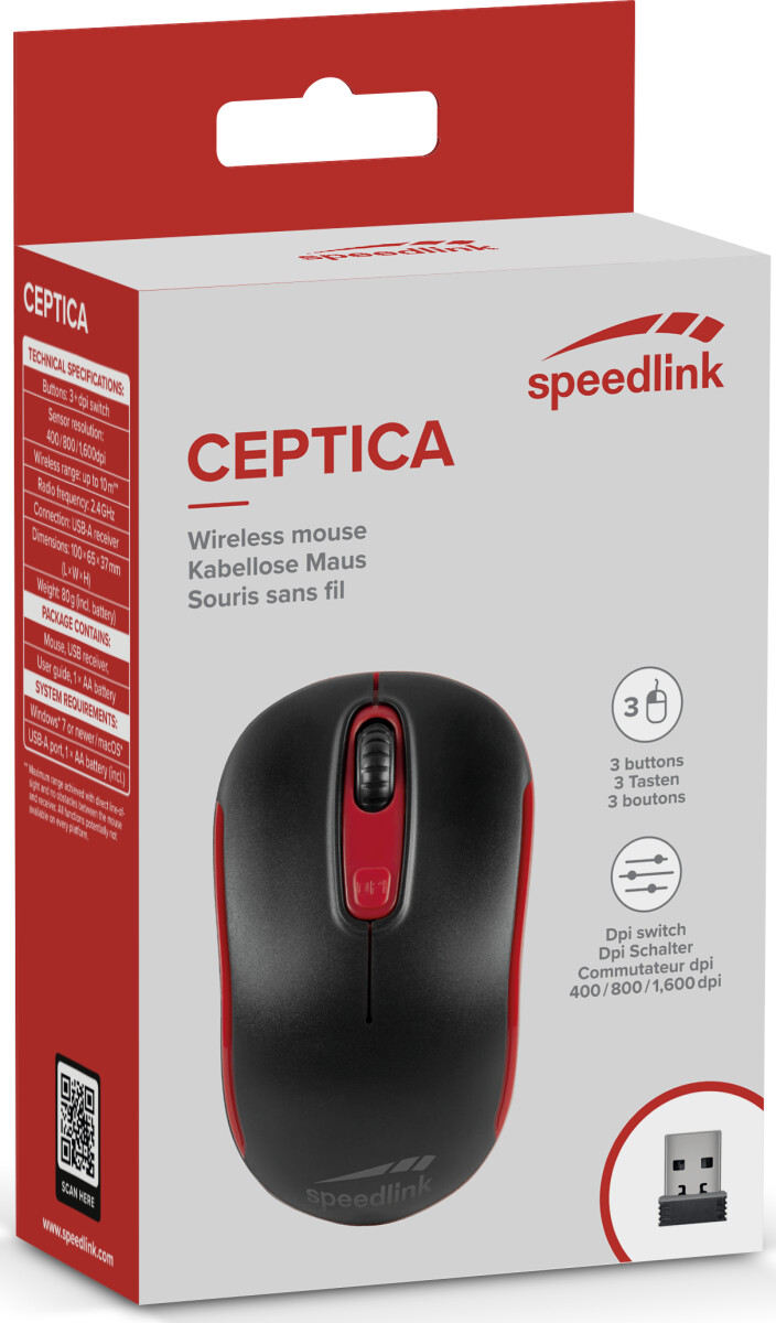 Speedlink - Ceptica Mouse - Wireless Black-Red