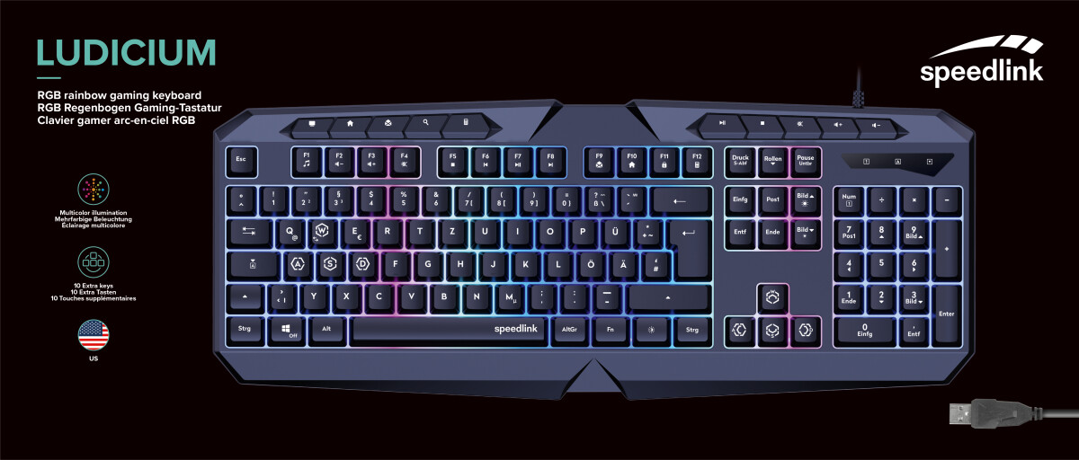 Speedlink - Ludicium Rgb Rainbow Gaming Keyboard Black - Us Layout