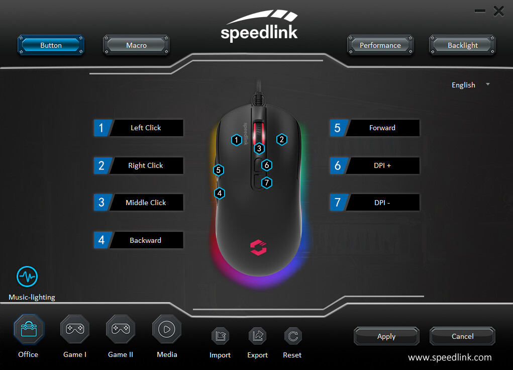 Speedlink - Taurox Gaming Mus - Sort