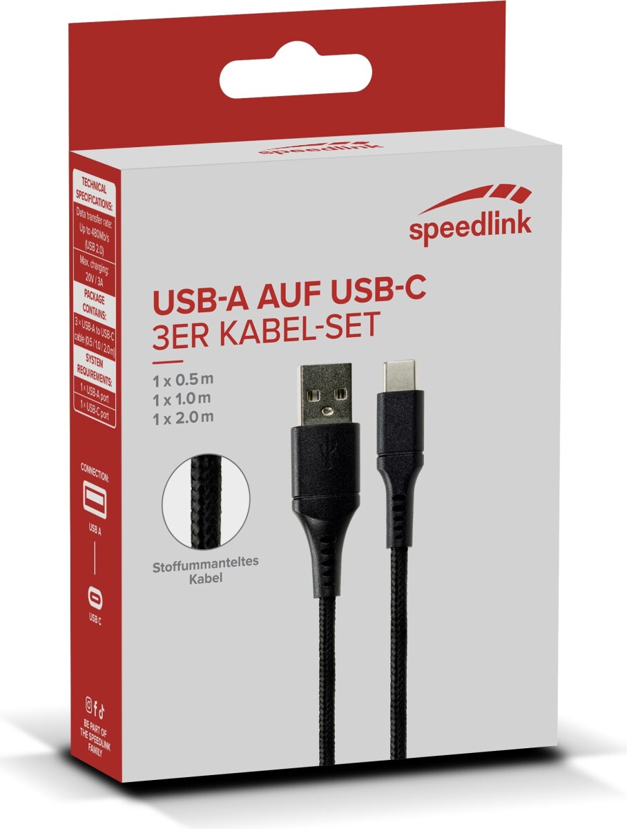 Speedlink - Usb-A To Usb-C Cable Set Black