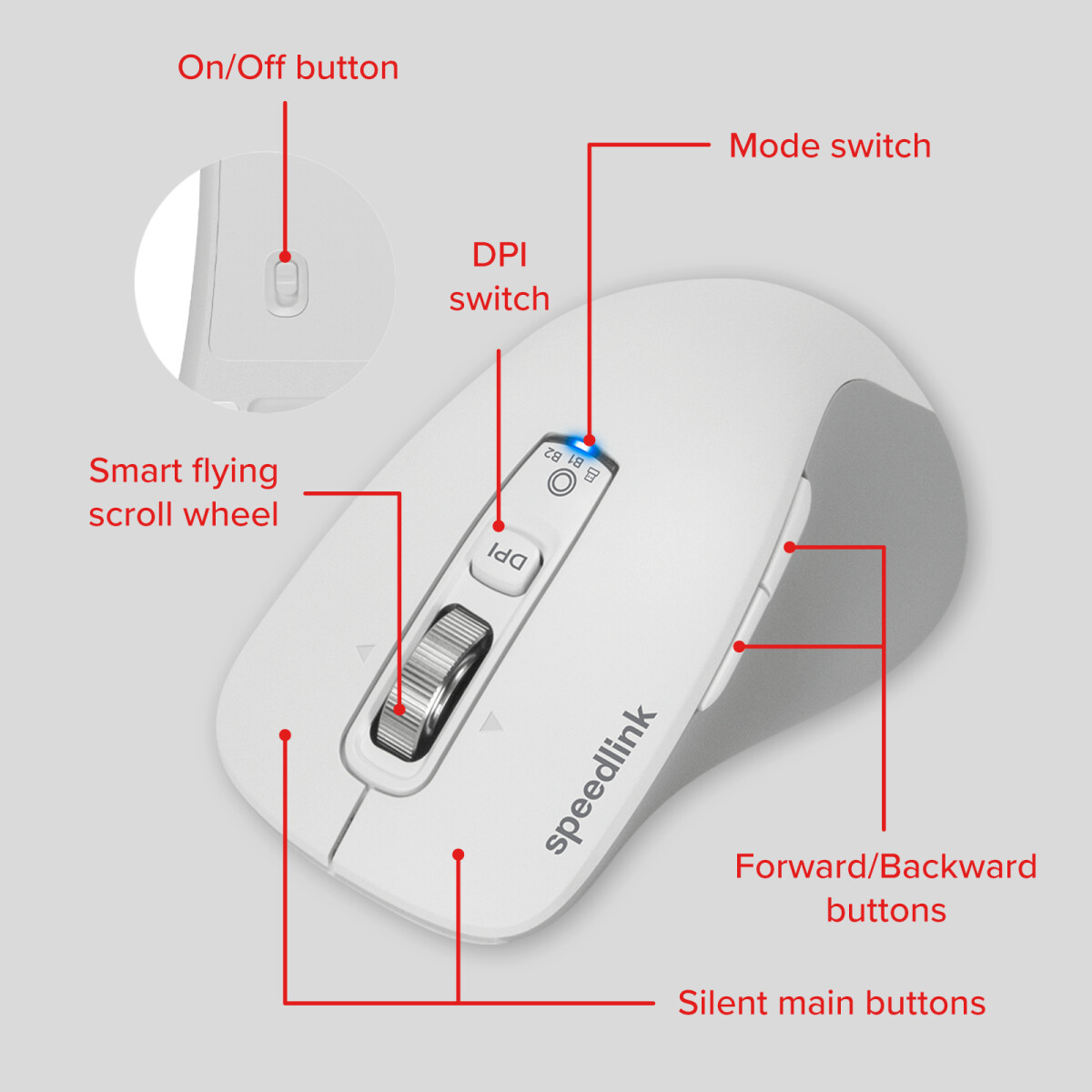 Speedlink - Velora Rechargeable Mouse - Wireless Bluetooth Smart Flying