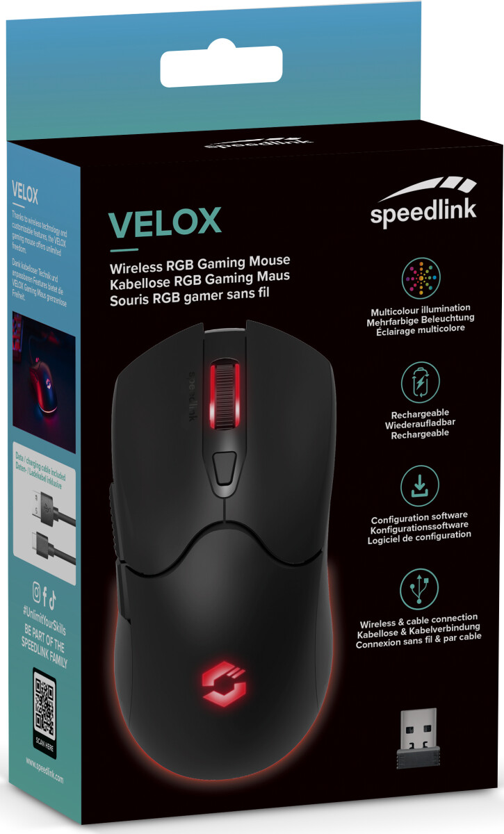Speedlink - Velox Rechargeable Rgb Gaming Mouse - Wireless Black