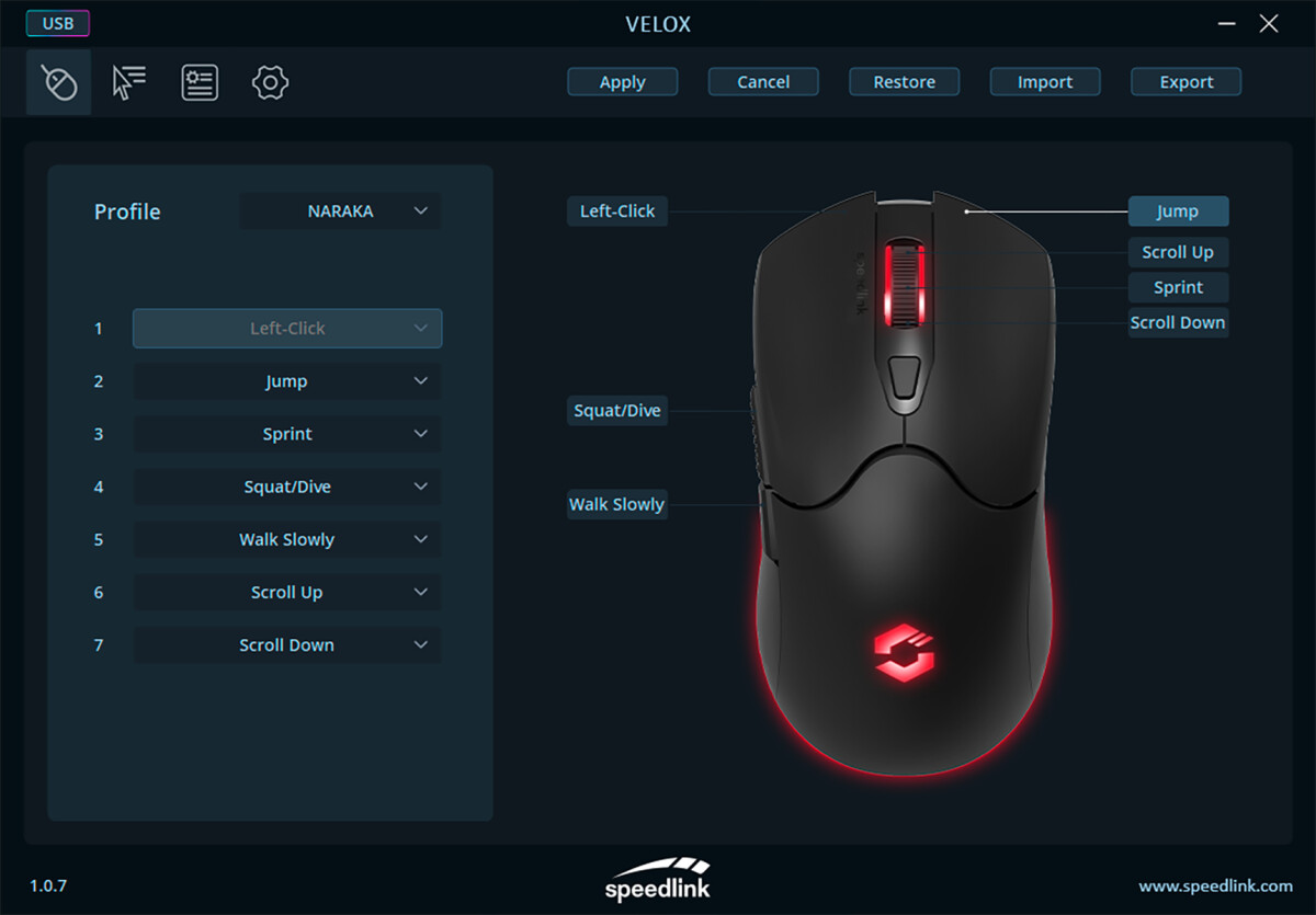 Speedlink - Velox Rechargeable Rgb Gaming Mouse - Wireless Black