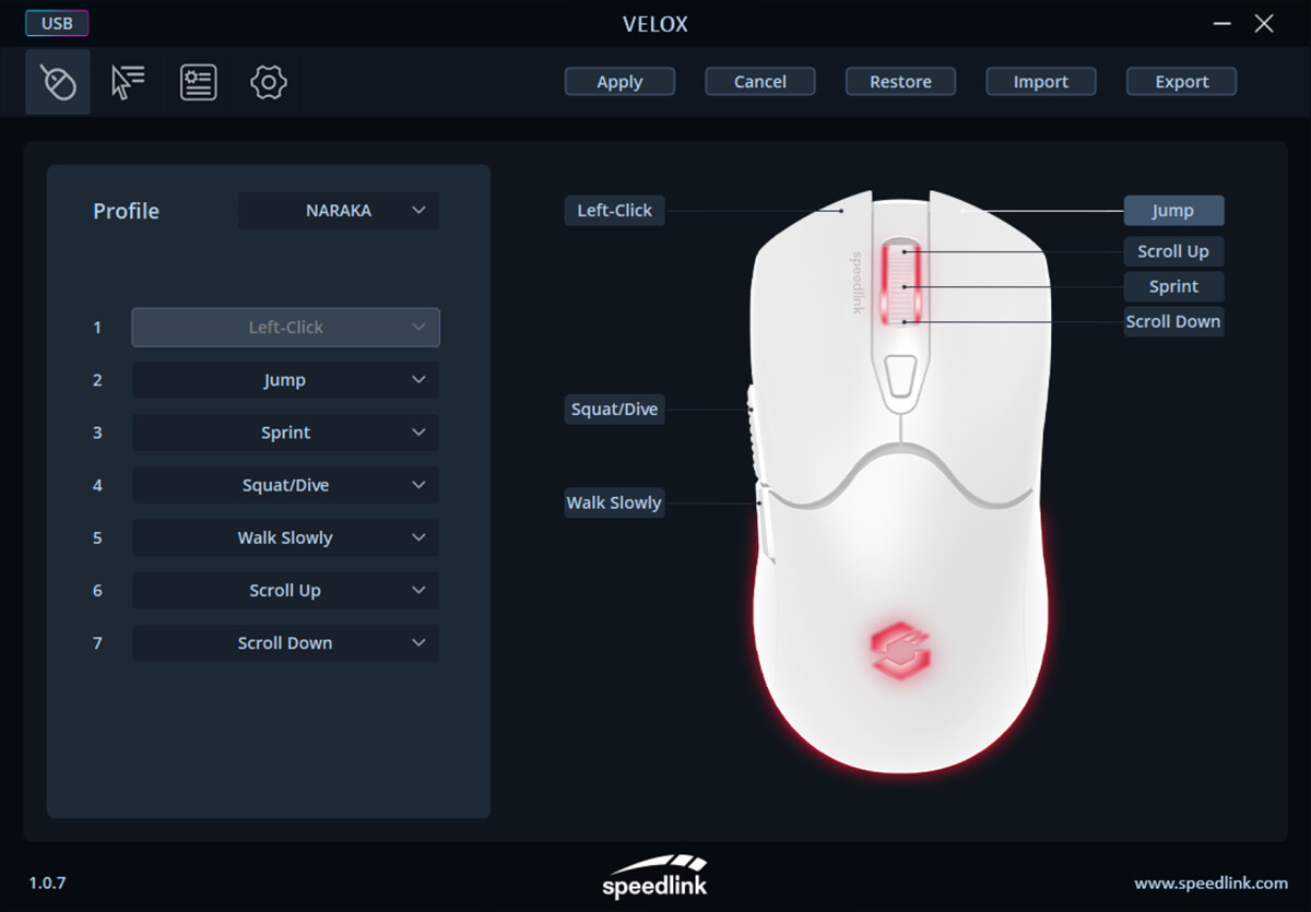 Speedlink - Velox Rechargeable Rgb Wireless Gaming Mouse - White