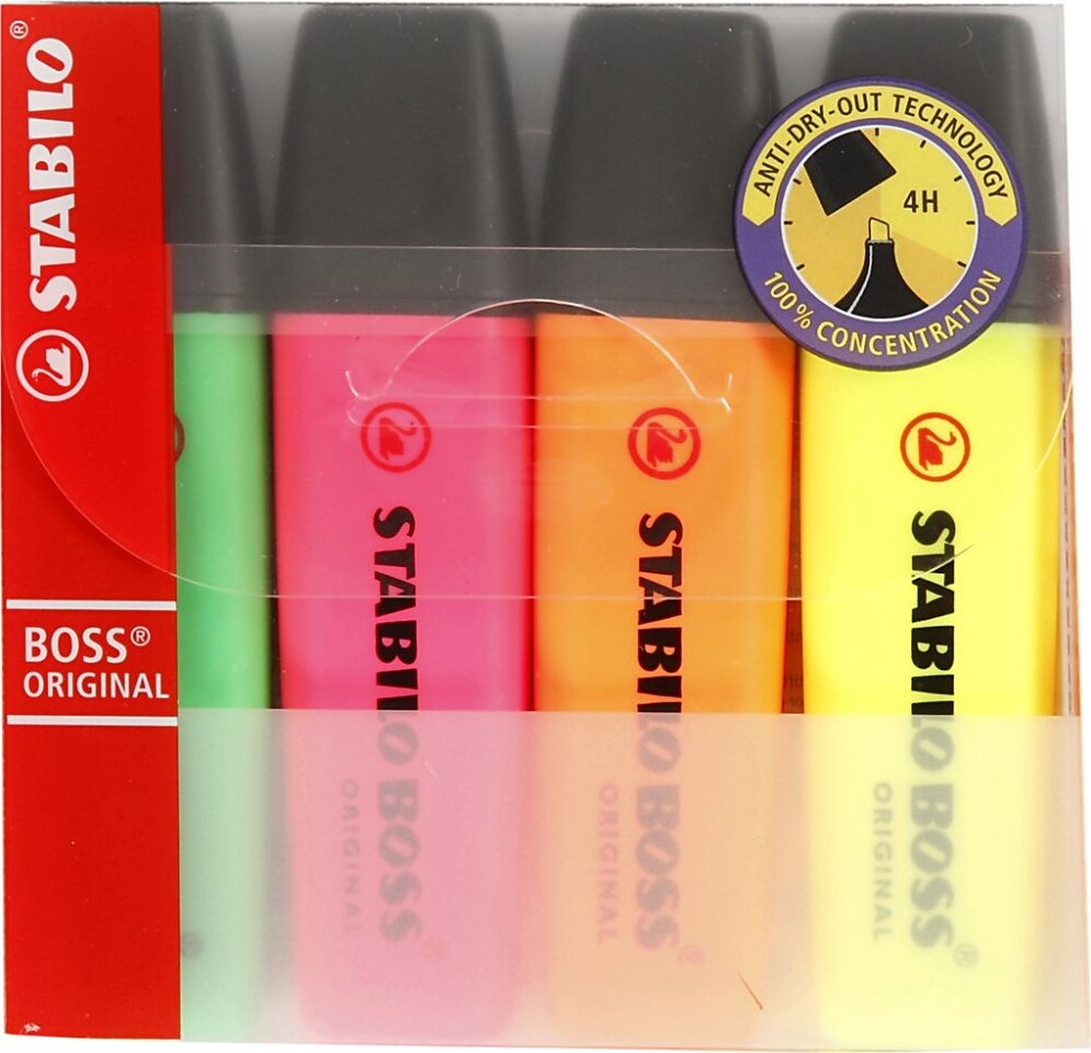 Stabilo Boss Overstregningstusch - 4 Stk