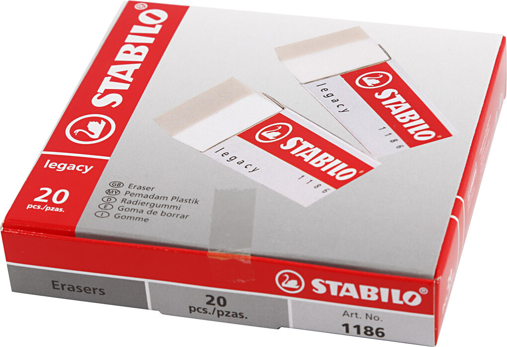Stabilo Viskelæder - H 1 Cm - L 6 3 Cm - B 2 3 Cm - Hvid - 20 Stk