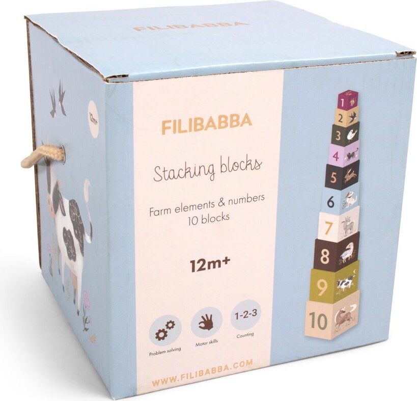 Stableklodser Med Tal Og Bondegårdsdyr - 10 Stk - Filibabba