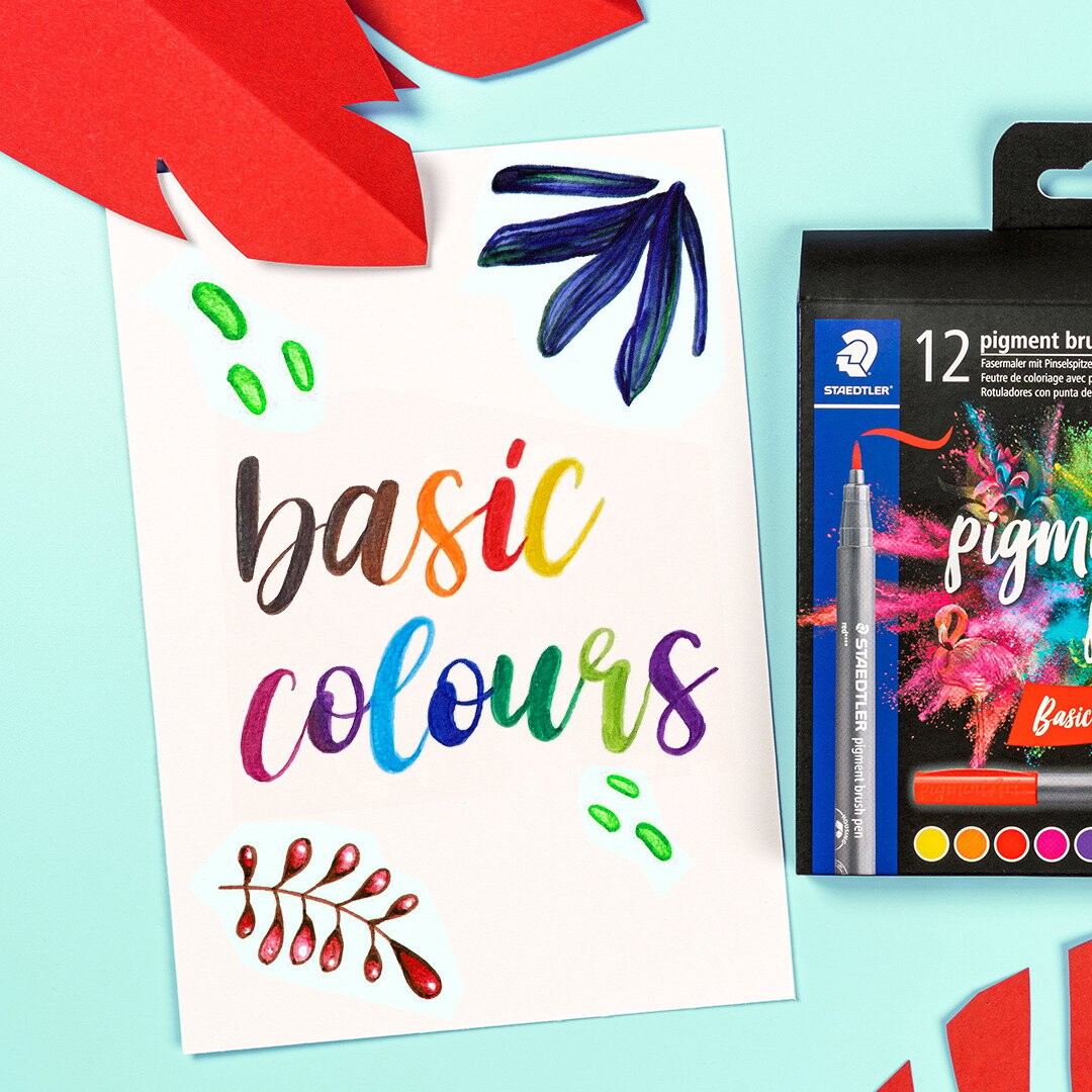 STAEDTLER Brush pen Pigment Arts, cartuccia pigmentata di alta qualità, impermeabile, ad asciugatura rapida, 10 penne, in astuccio di cartone, 371-620
