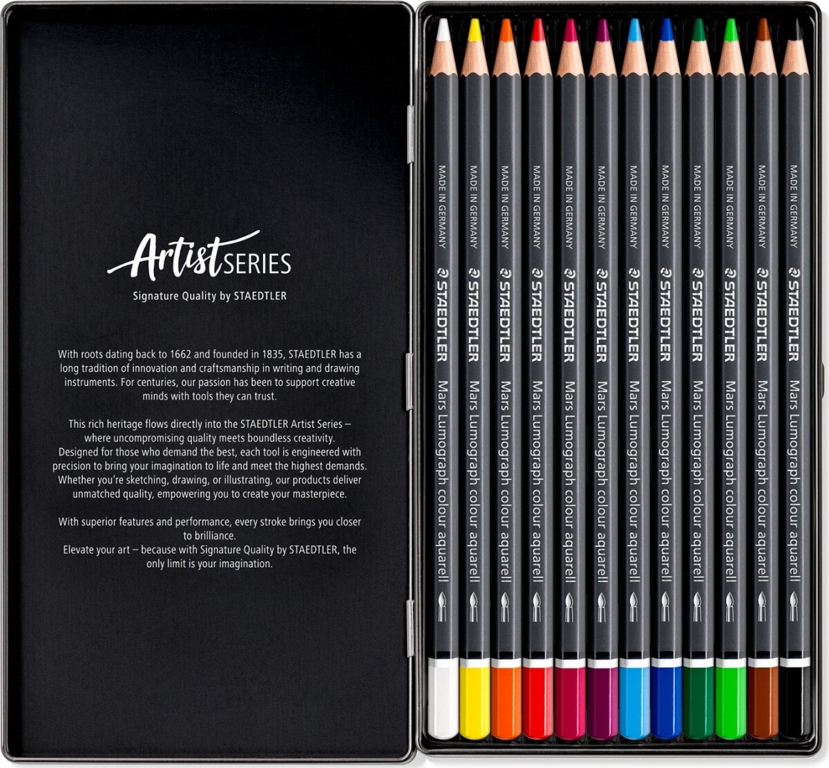 Staedtler - Mars Lumograph Colour Aquarell - 12 Farveblyanter