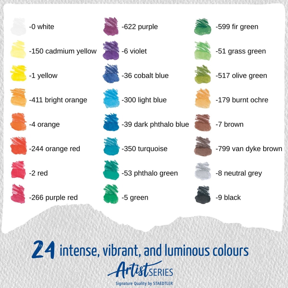Staedtler - Mars Lumograph Colour Aquarell - 24 Farveblyanter