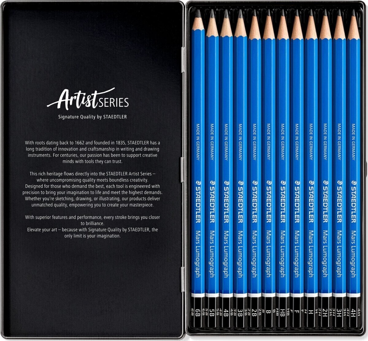 Staedtler - Mars Lumograph Blyanter - 12 Stk - Artists Series