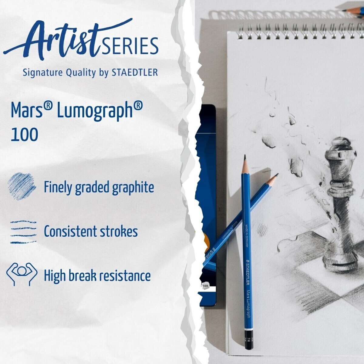 Staedtler - Mars Lumograph Blyanter - 12 Stk - Artists Series