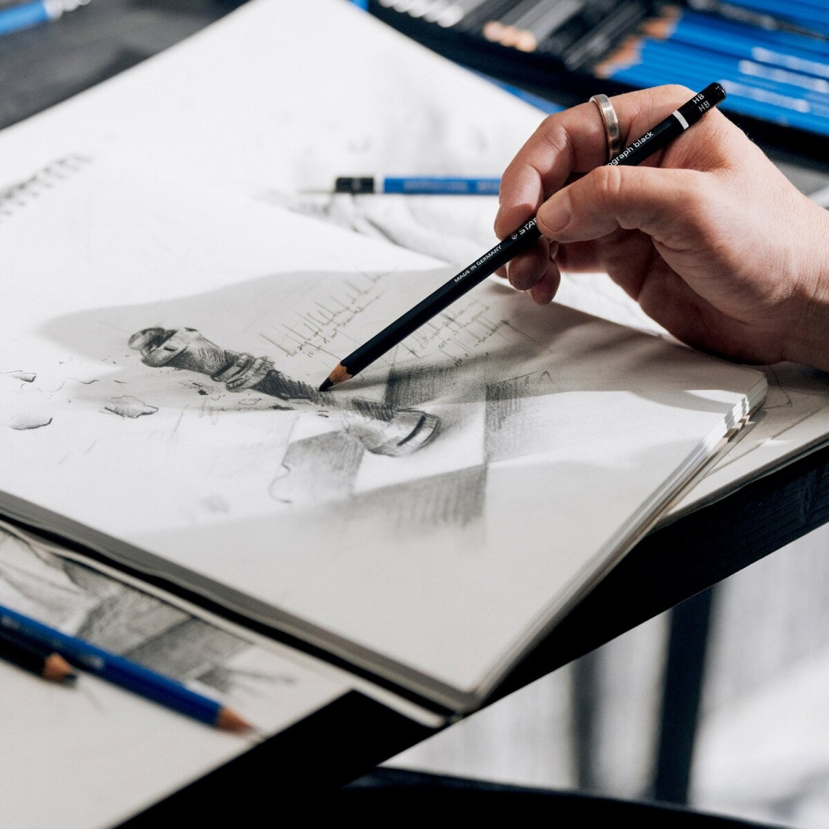 Staedtler - Mars Lumograph Black - 6 Blyanter - Artist Series - Sort