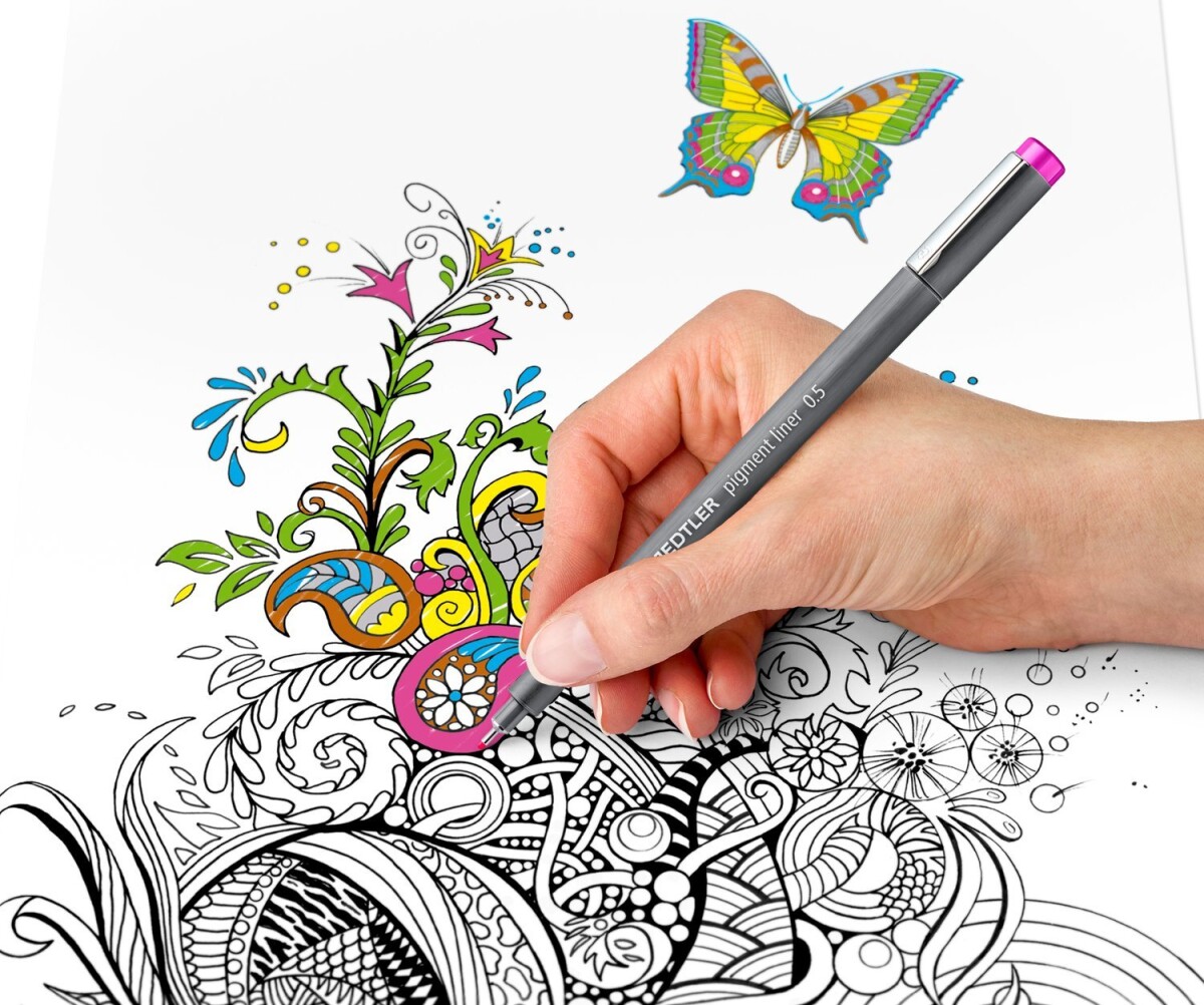 Staedtler - Pigment Liner Sæt - 0 05-0 8 Mm - Sort - 6 Stk