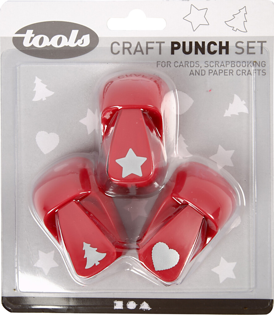 Stansejern - Stjerne - Hjerte - Juletræ - Str 16 Mm - Rød