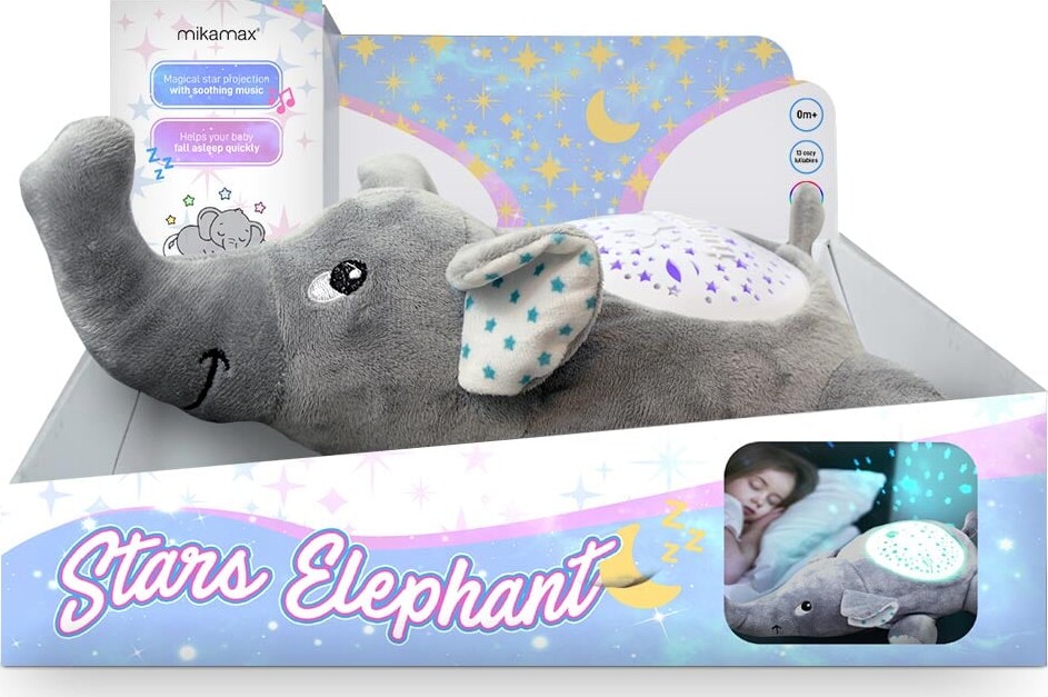 Elefant Bamse Med Stjernehimmel Lampe - Mikamax