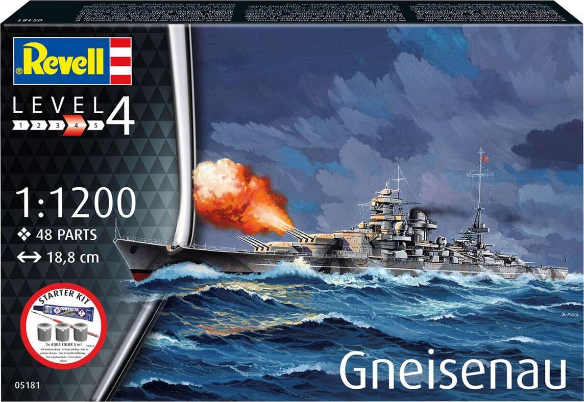 Revell - Battleship Gneisenau Starter Kit - 1 1200 - Level 4 - 05181