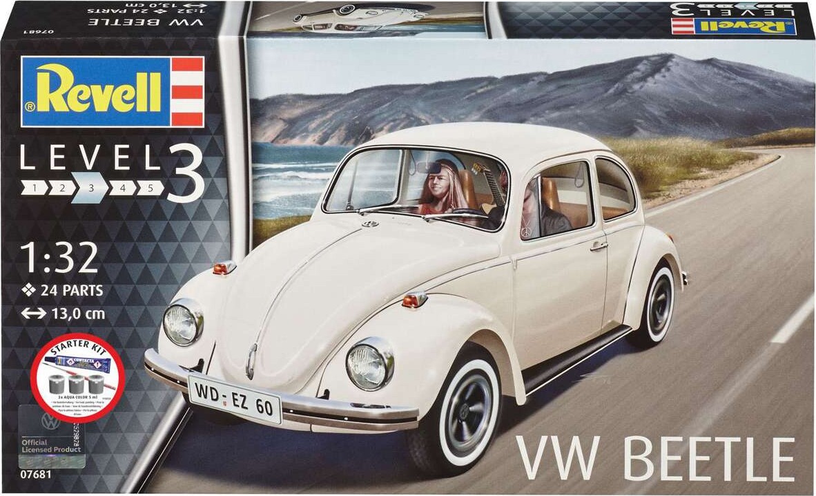 Revell - Vw Beetle Starter Kit Bil Byggesæt - 1 32 - Level 3 - 77681