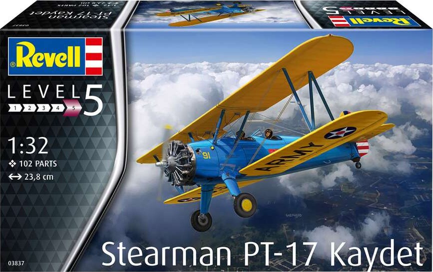 Revell - Stearman Pt-17 Kaydet Modelfly Byggesæt - 1 32 - Level 5 - 03837