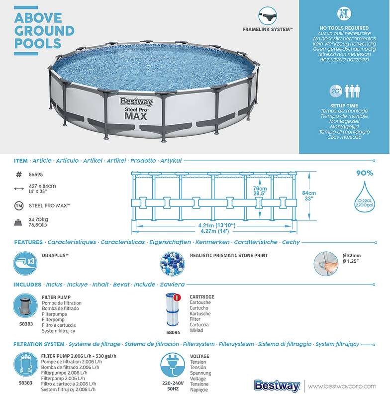Bestway - Steel Pro Max Rund Pool - 427X84 Cm - 56595