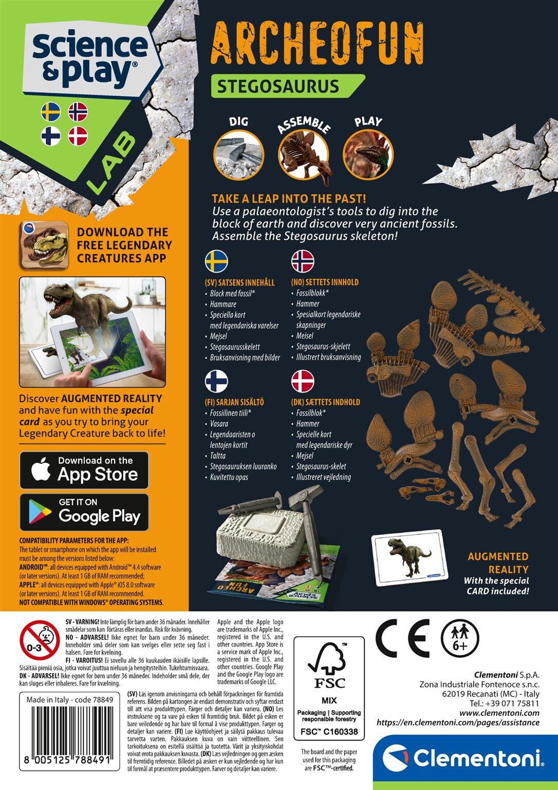 Clementoni - Dinosaur Udgravningssæt - Stegosaurus