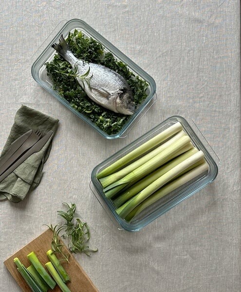 Stelton - Pilastro Ovnfast Fad I Glas - Riflet - L 33 1 Cm