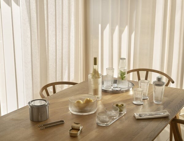 Stelton - Pilastro Serveringsskål I Glas - Riflet - Ø 21 Cm