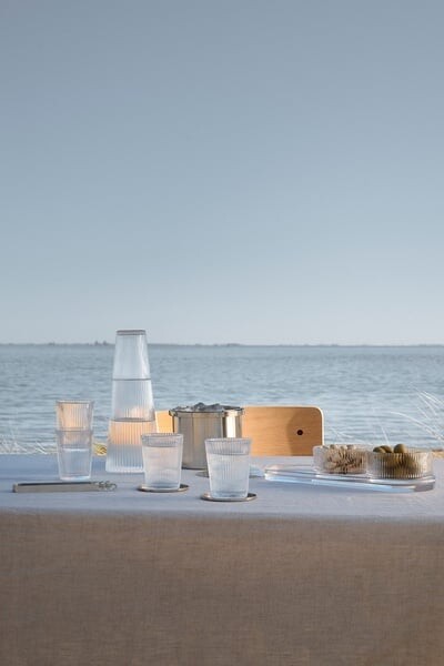 Stelton - Pilastro Tapassæt Med 3 Skåle - Glas - Riflet