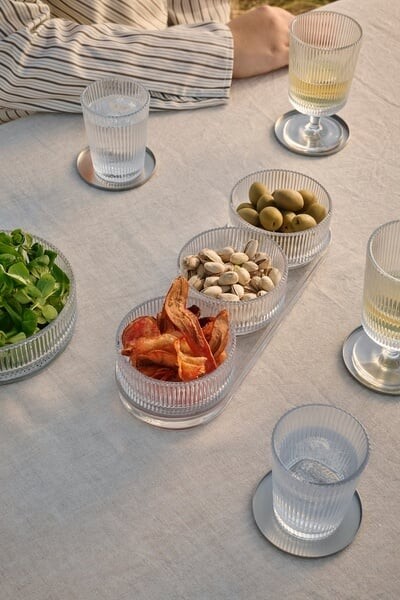 Stelton - Pilastro Tapassæt Med 3 Skåle - Glas - Riflet