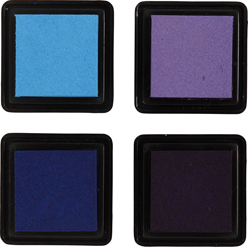 Stempelpude - H 2 Cm - Str 3 5X3 5 Cm - Blå - Himmelblå - Lilla - Violet 