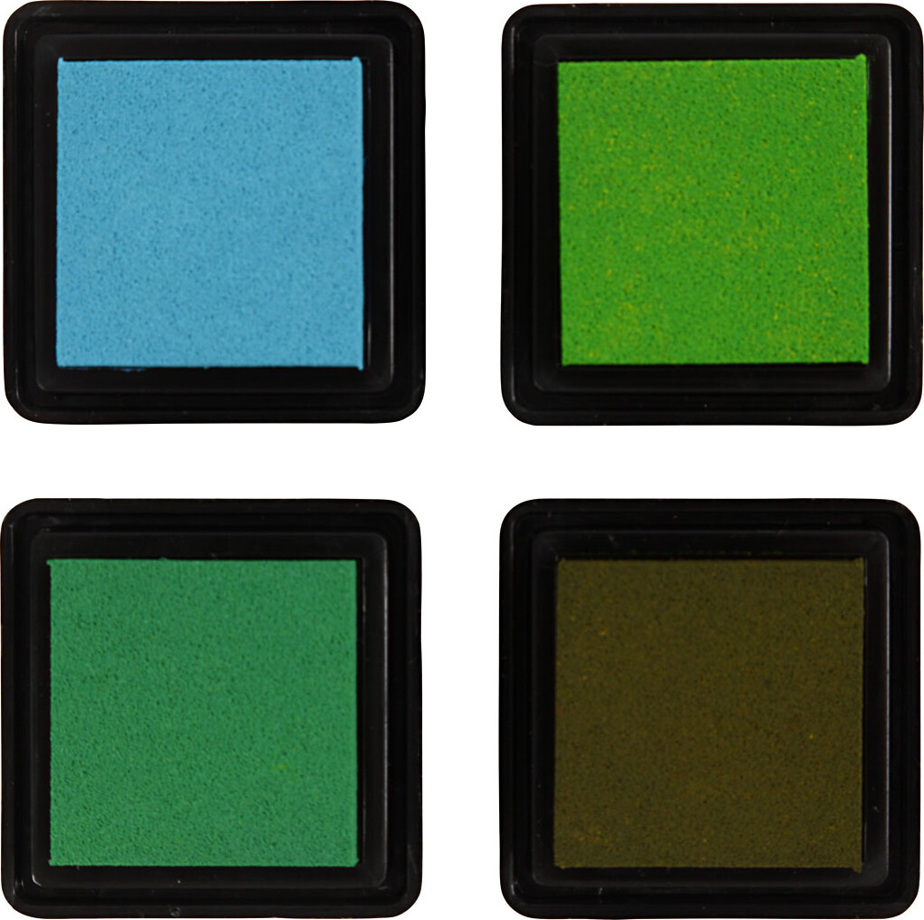 Stempelpude - H 2 Cm - Str 3 5X3 5 Cm - Grøn - Lys Grøn - Oliven - Aqua -