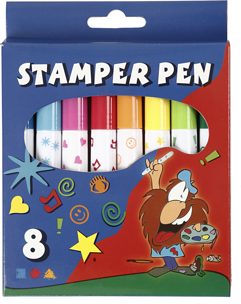 Stempeltusch - Assorterede Farver - 8 Stk