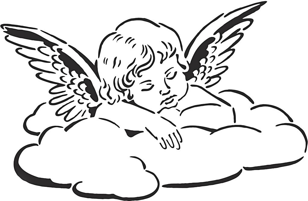 Stencil - Engel På Sky - A4 - 210X297 Mm - 1 Stk