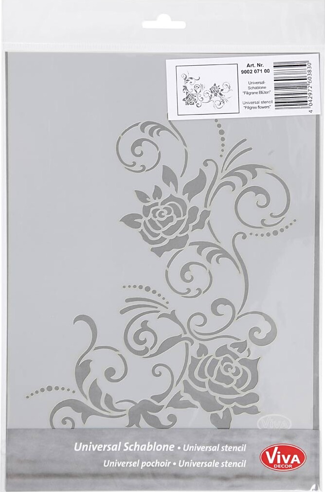 Stencil - Filigran Blomster - A4 - 210X297 Mm - 1 Stk