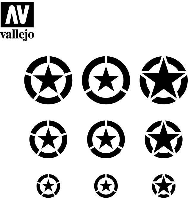 Vallejo - Hobby Stencils - Maleskabelon - Us Air Force Stjerner