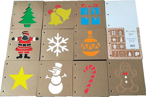 Stencils Julemotiver 15X15Cm 10Stk Ass