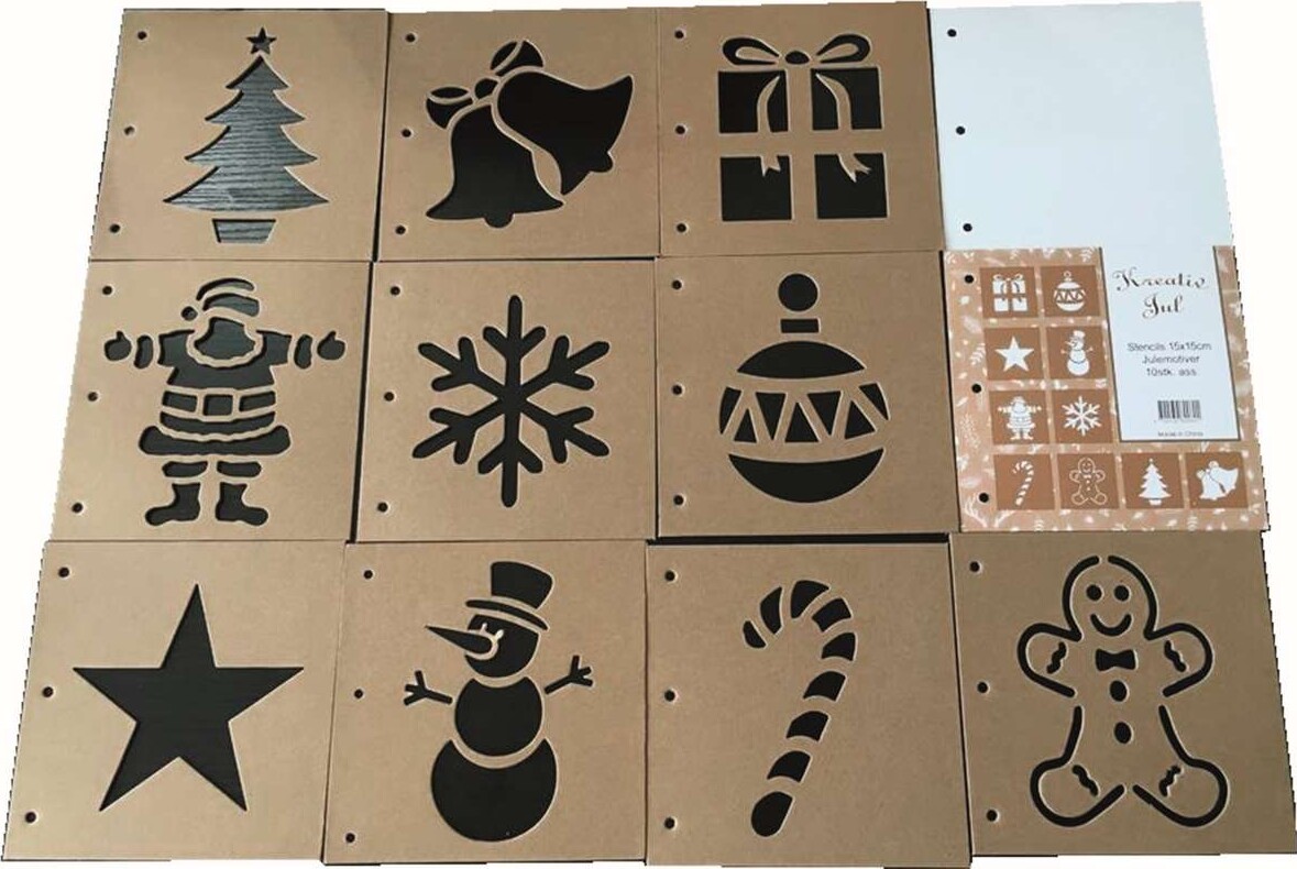 Stencils Julemotiver 15X15Cm 10Stk Ass