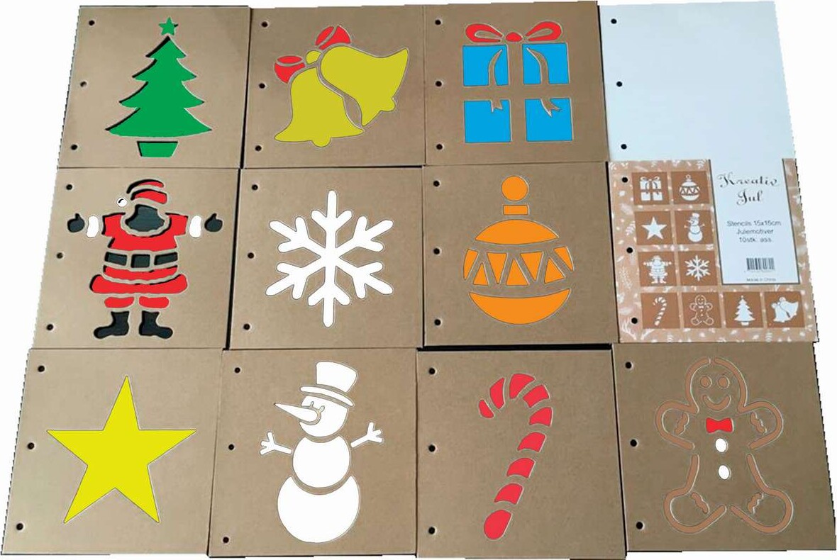 Stencils Julemotiver 15X15Cm 10Stk Ass