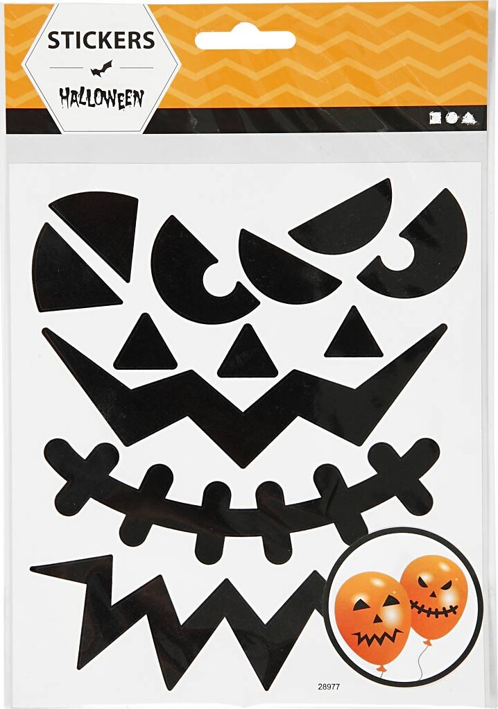 Stickers - Halloween - Store Ansigter - Ark 15X16 5 Cm - 1 Ark