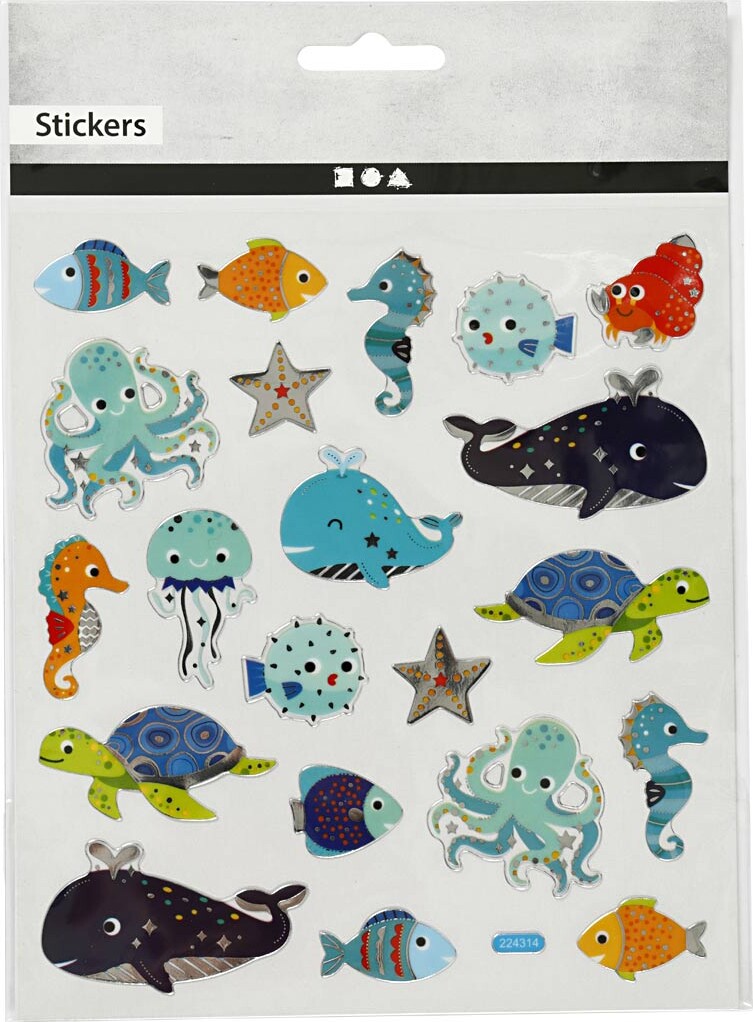Stickers - Havets Dyr - Ark 15X16 5 Cm - 1 Ark