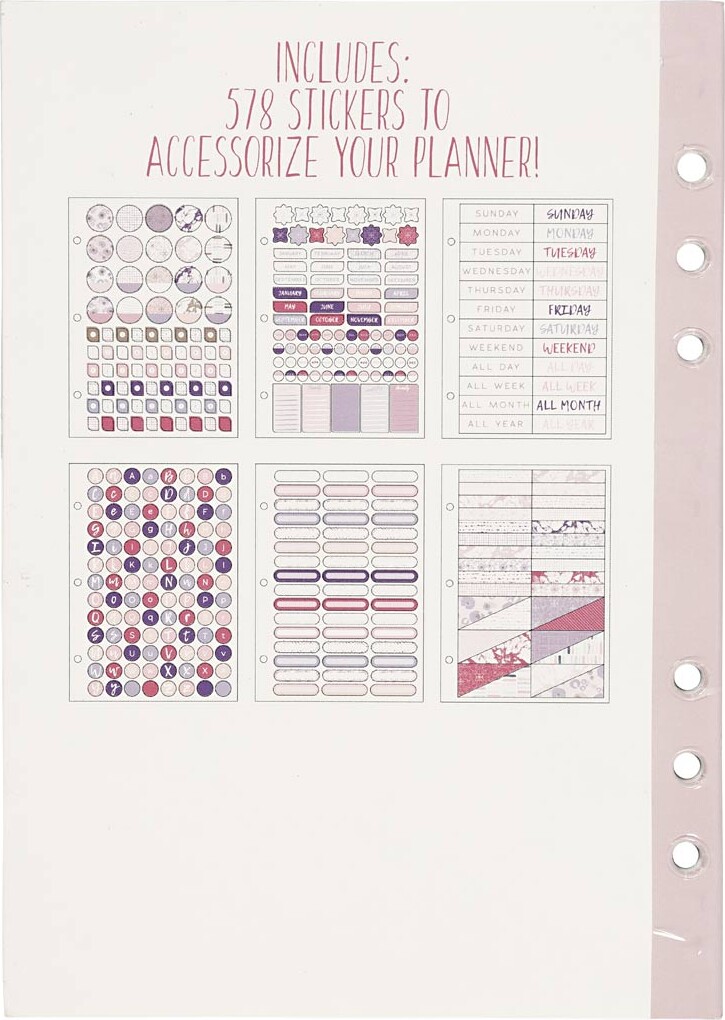 Klistermærkebog Til Bullet Journal Og Planner - Lilla - 578 Stk