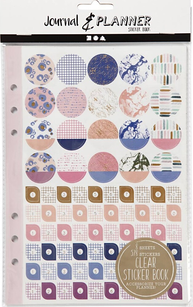 Klistermærkebog Til Bullet Journal Og Planner - Lilla - 578 Stk