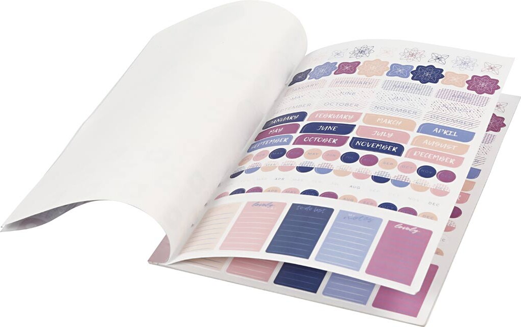 Klistermærkebog Til Bullet Journal Og Planner - Lilla - 578 Stk