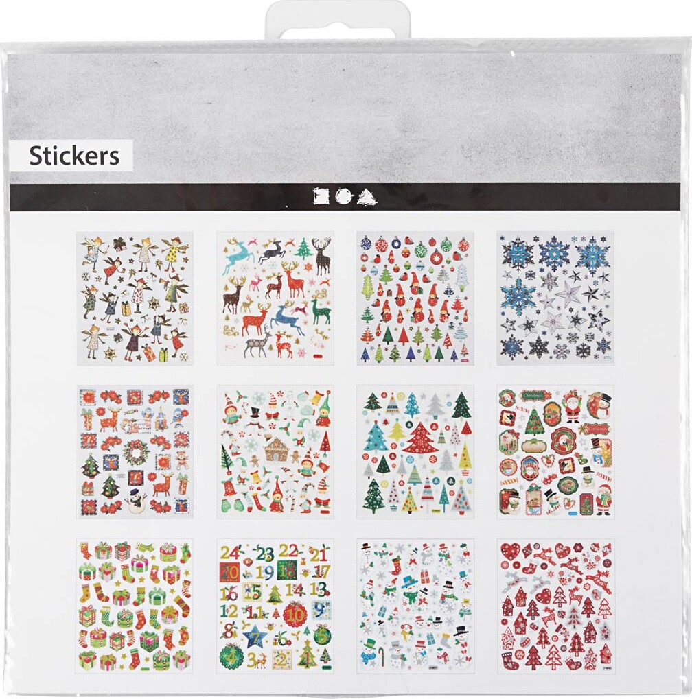 Juleklistermærker I Hæfte - 12 Ark