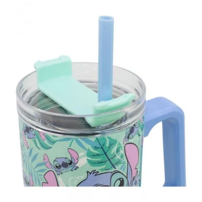 Stitch - Aloha Xl Termokop Med Sugerør Til Børn - 940 Ml